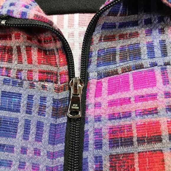 Erin London Womans Medium  Zip up Shacket. Multicolor. Cuff Sleeve. 2 Pockets... - Picture 9 of 15